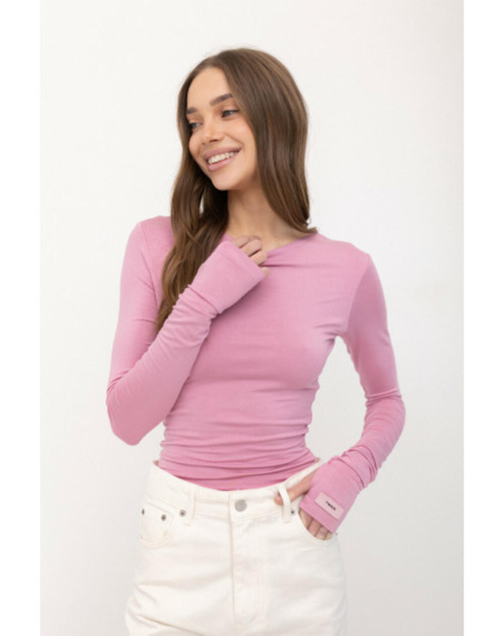 Лонгслів базовий подовжений Рожевий, M/L