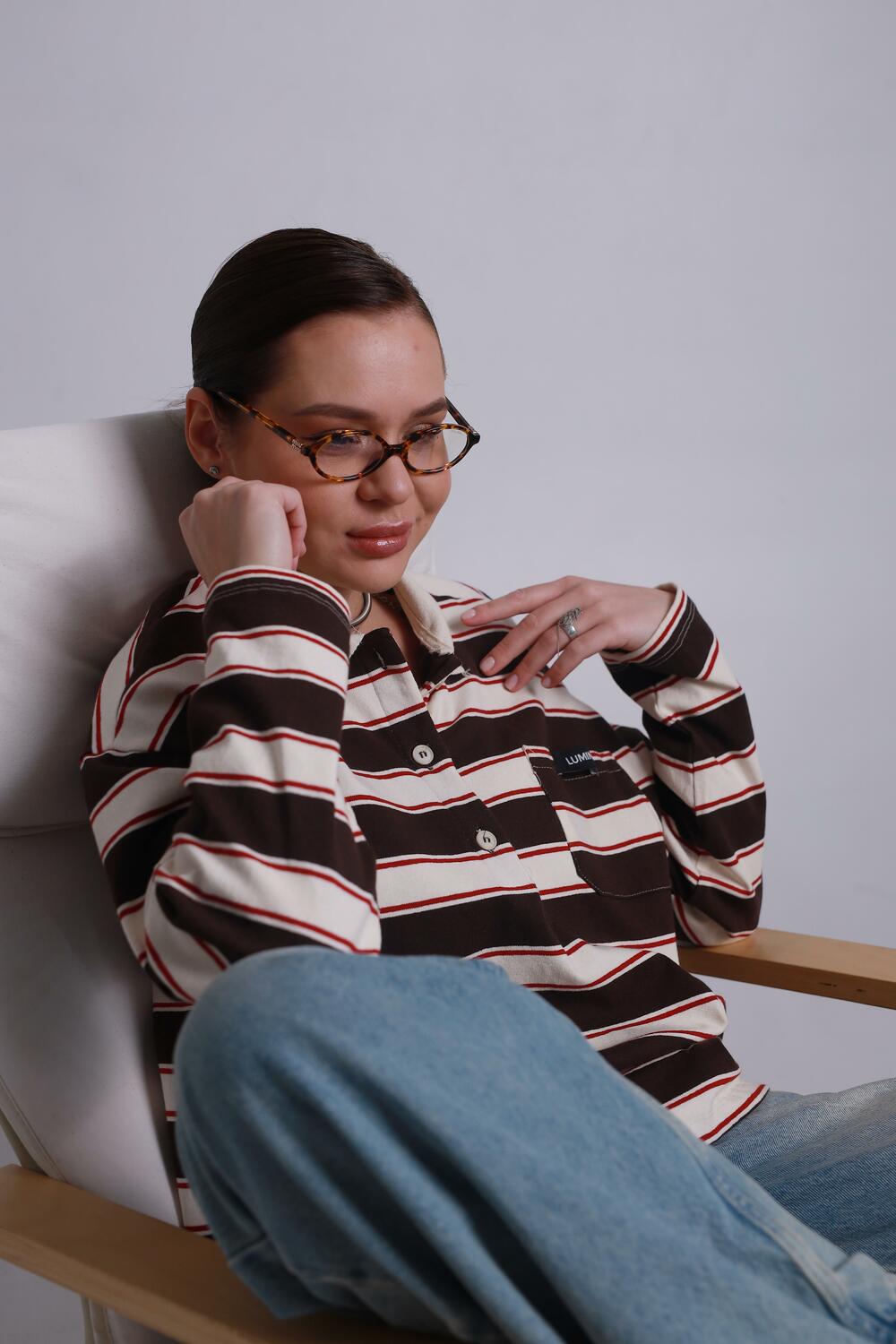 Лонгслів-POLO LUMINA LD2286 Молочний/шоколад, STD(Сандарт)