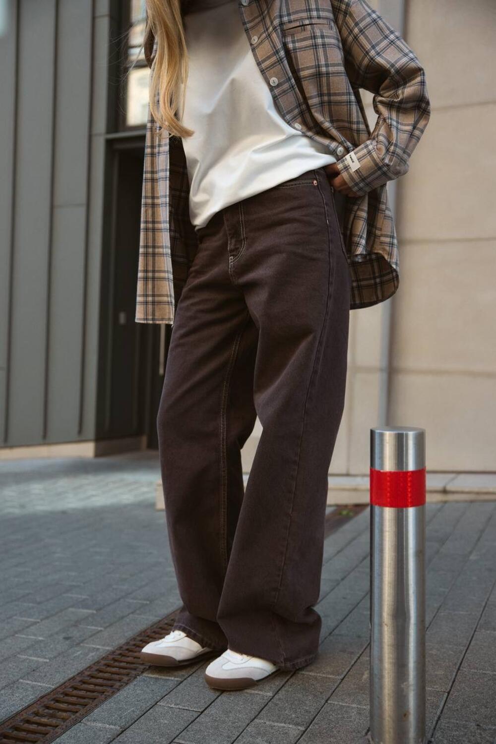 Джинси WIDE LEG з акцентними швами WL560 Шоколадний, 36