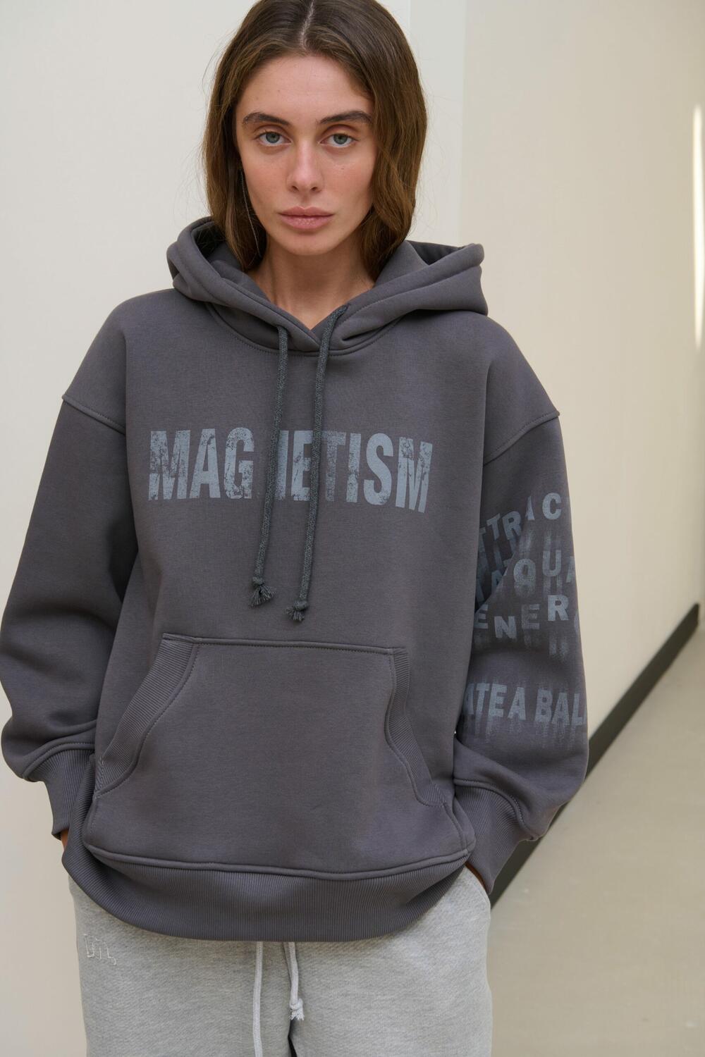Худі oversize з принтом MAGNETISM 