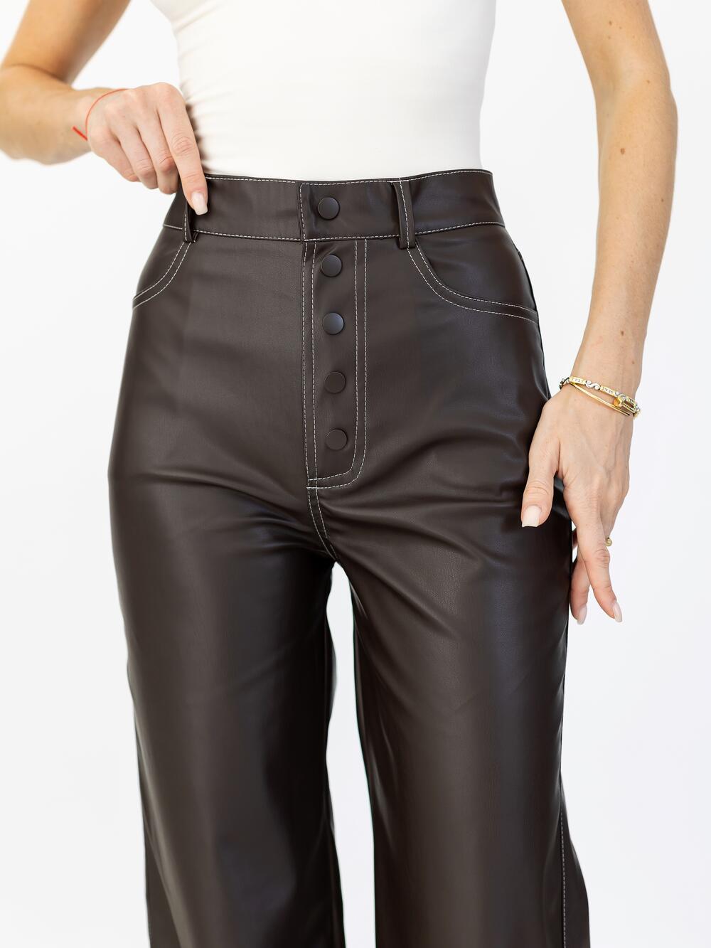 Штани NOVUS еко-шкіра Шоколадний, L