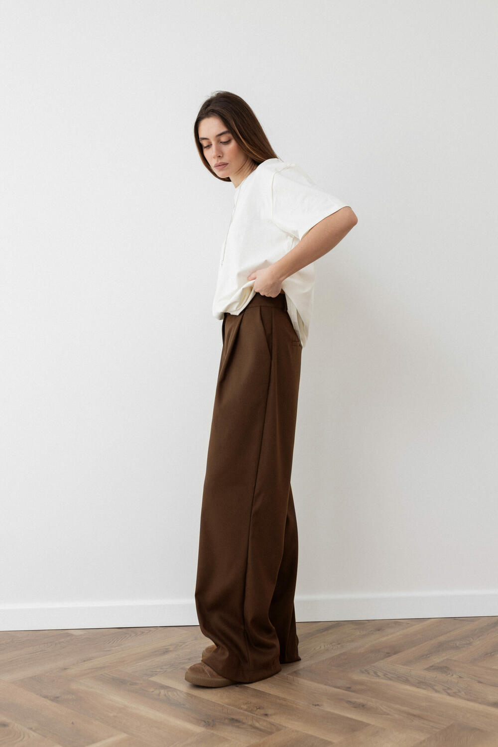 Брюки класичні з вовною CORE Шоколадний, S