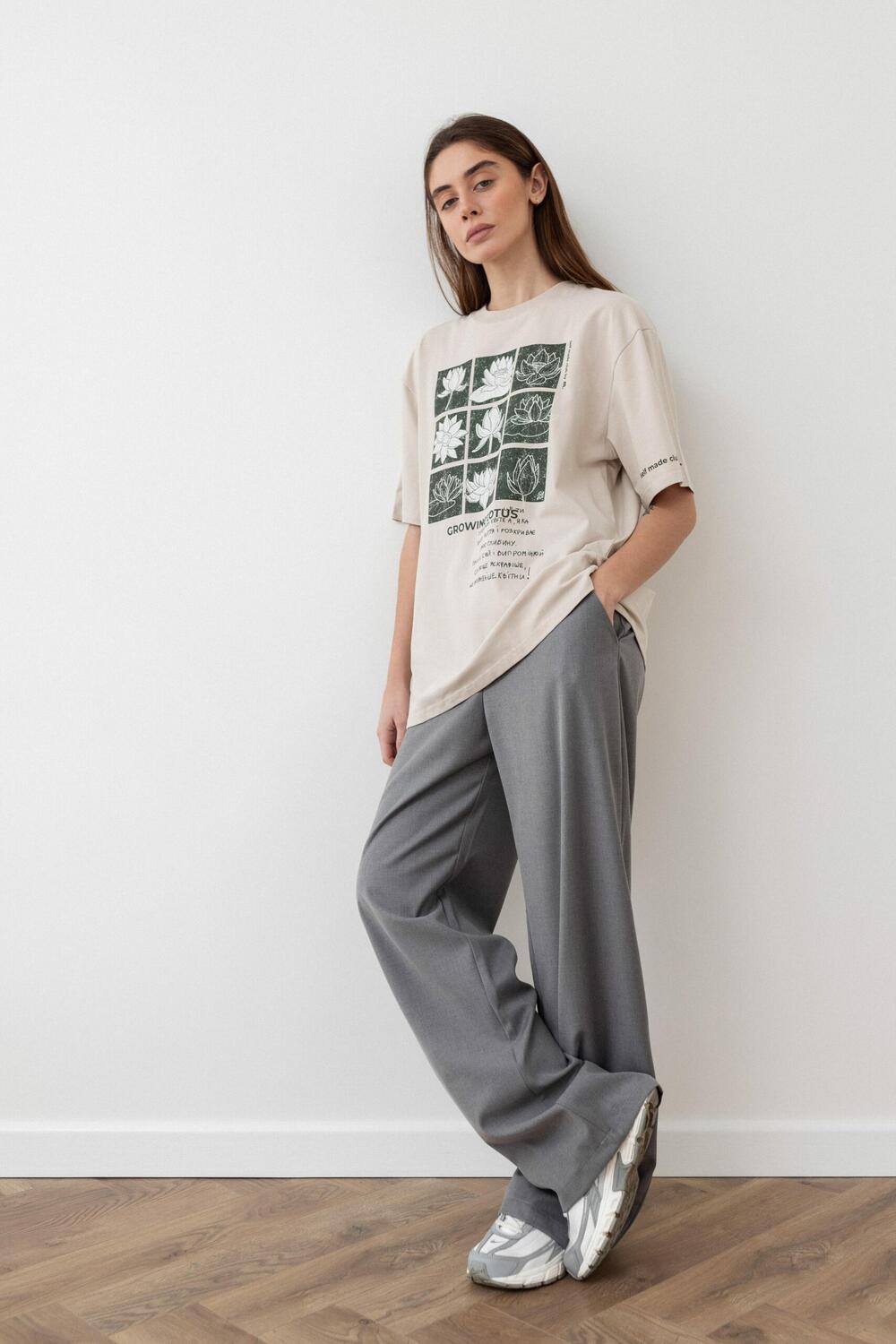 Футболка GROVING LOTUS (таш) Беж, STD(Сандарт)