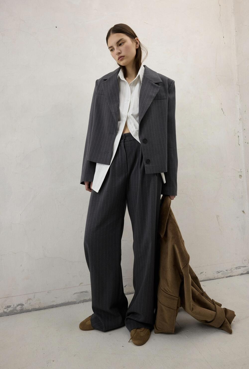 Брюки палаццо в смужку Baze Графіт, S