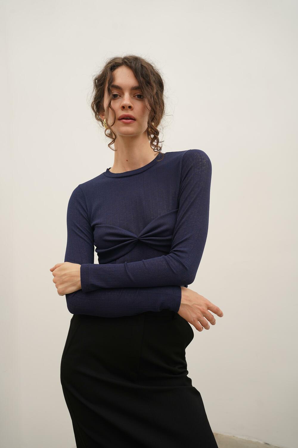 Лонгслів ЛІОР Темно синя, ХS