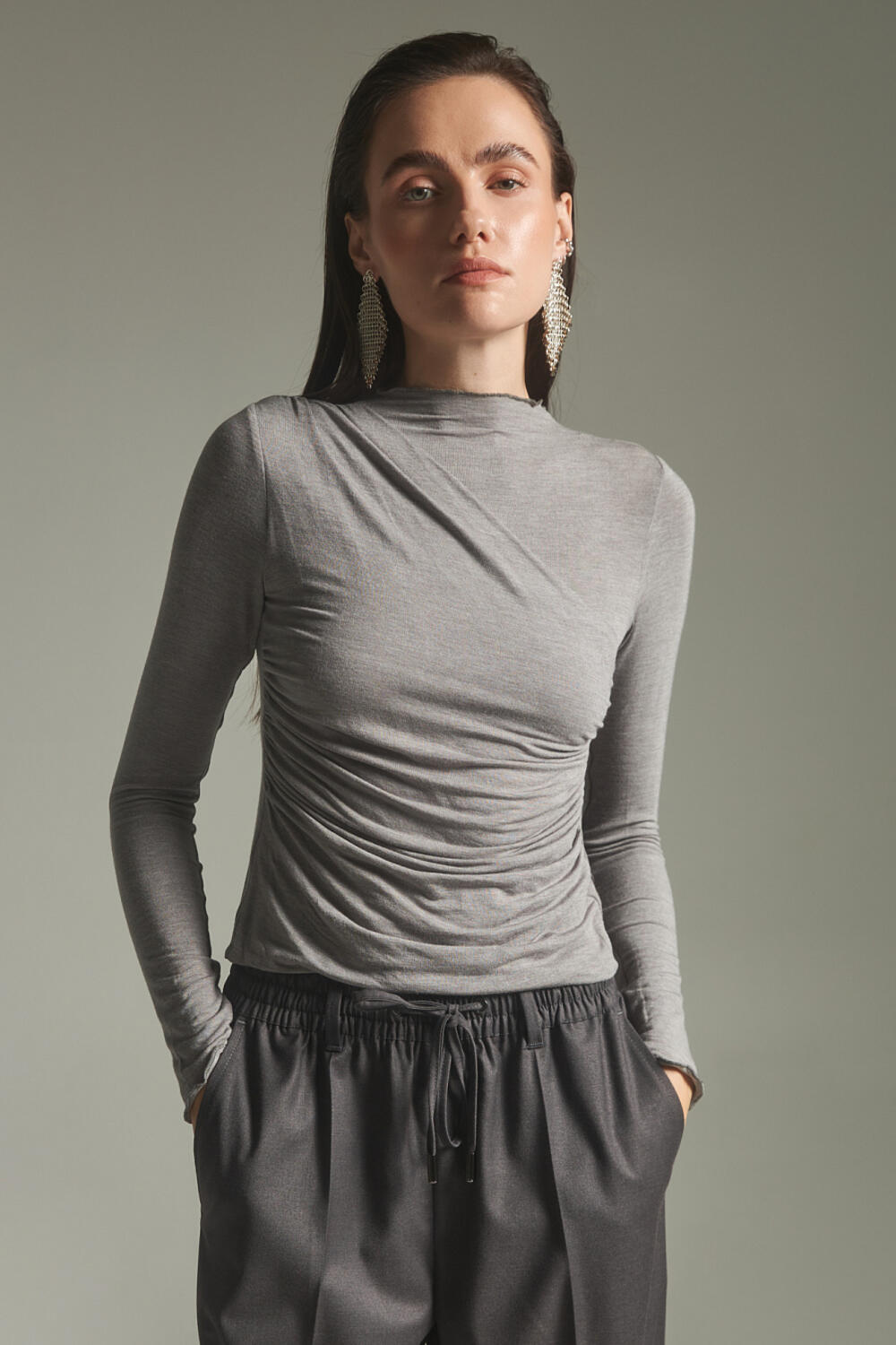 Лонгслів ЛАРІН Сірий, ХS