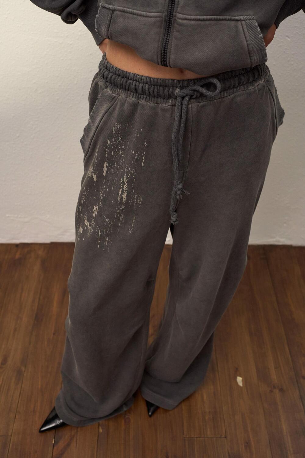 Штани палаццо з вареної бавовни Tokio Графіт виварений, ХS
