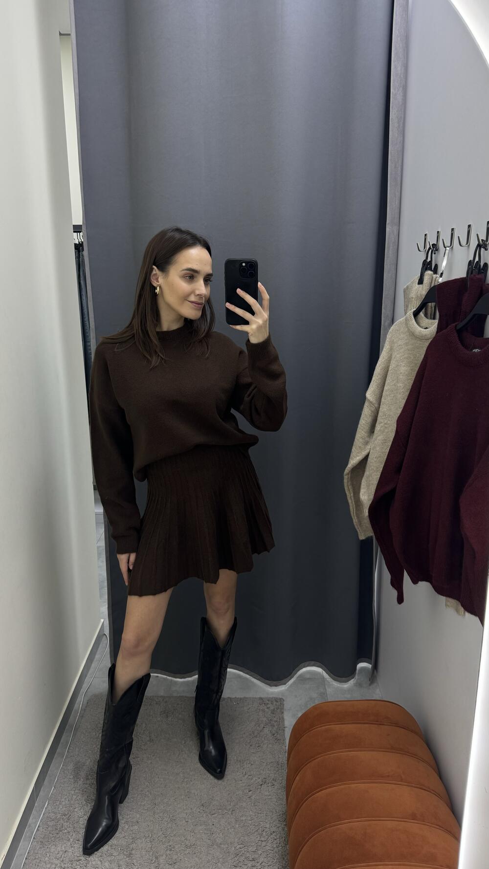 Костюм  8474 зі спіднцею MINI Бургунді, STD(Сандарт)