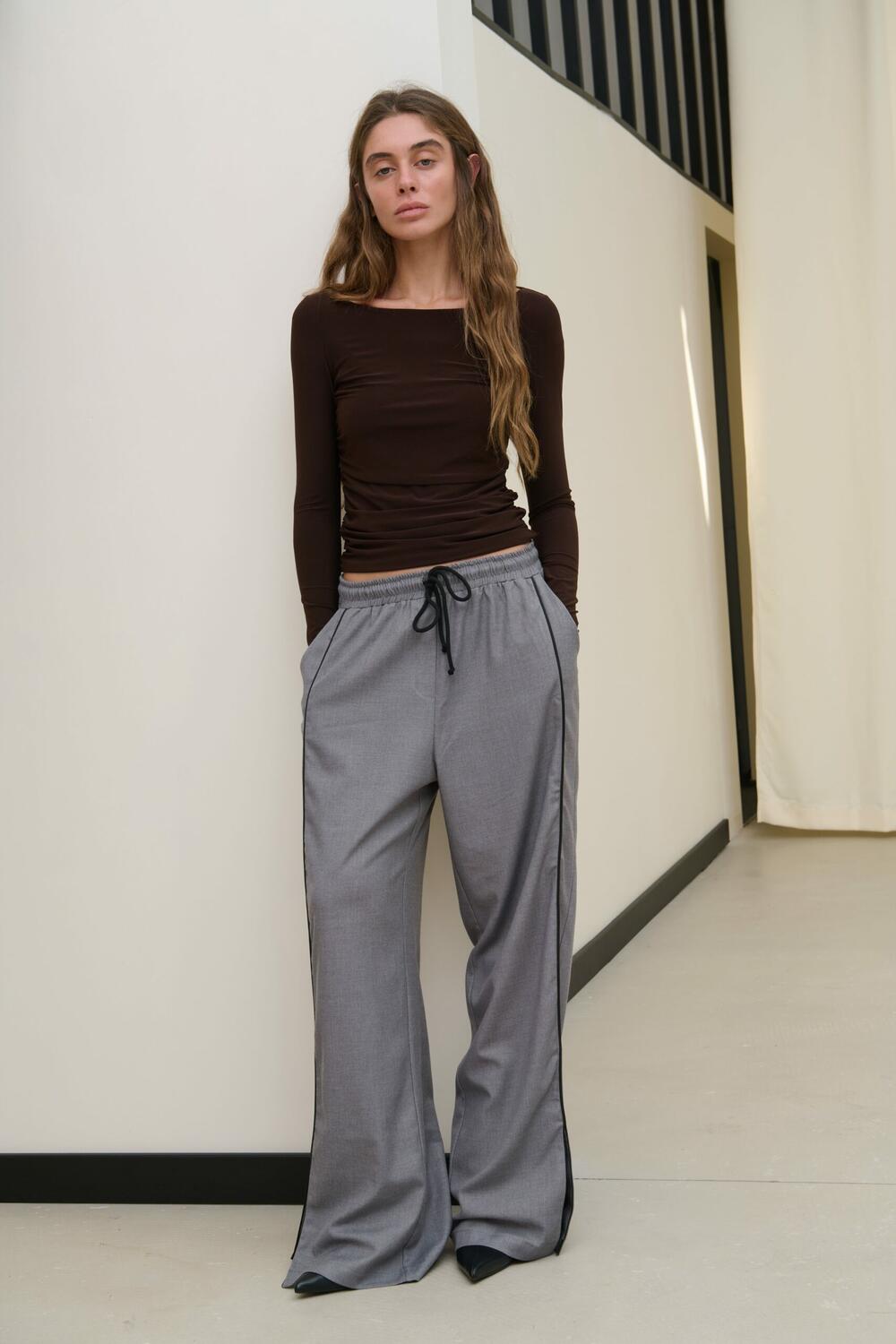 Штани бавовняні з кантами Icon Сірий, ХS