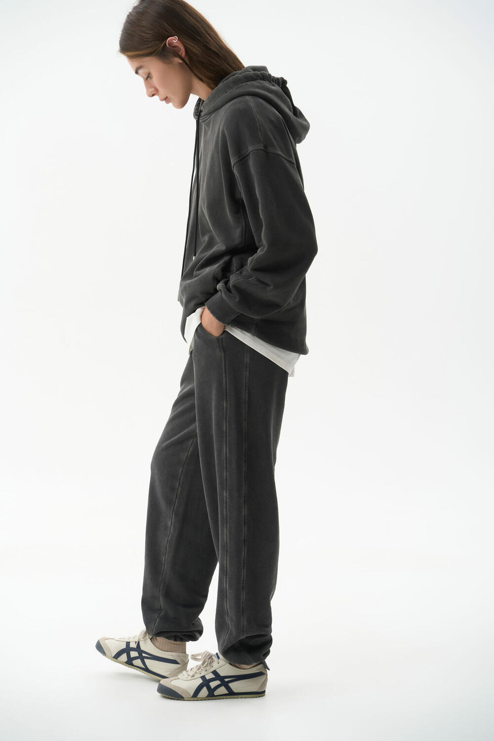 Худі базове з вареної бавовни Chrom Графіт виварений, XS/S