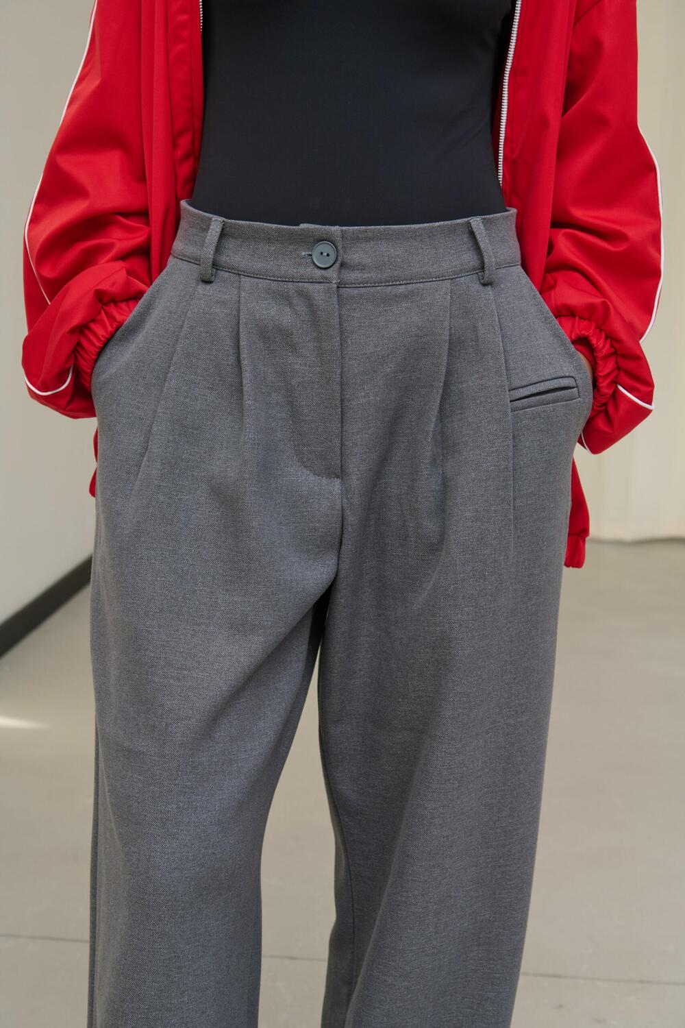 Штани палаццо класичні вовняні Raw Сірий, M