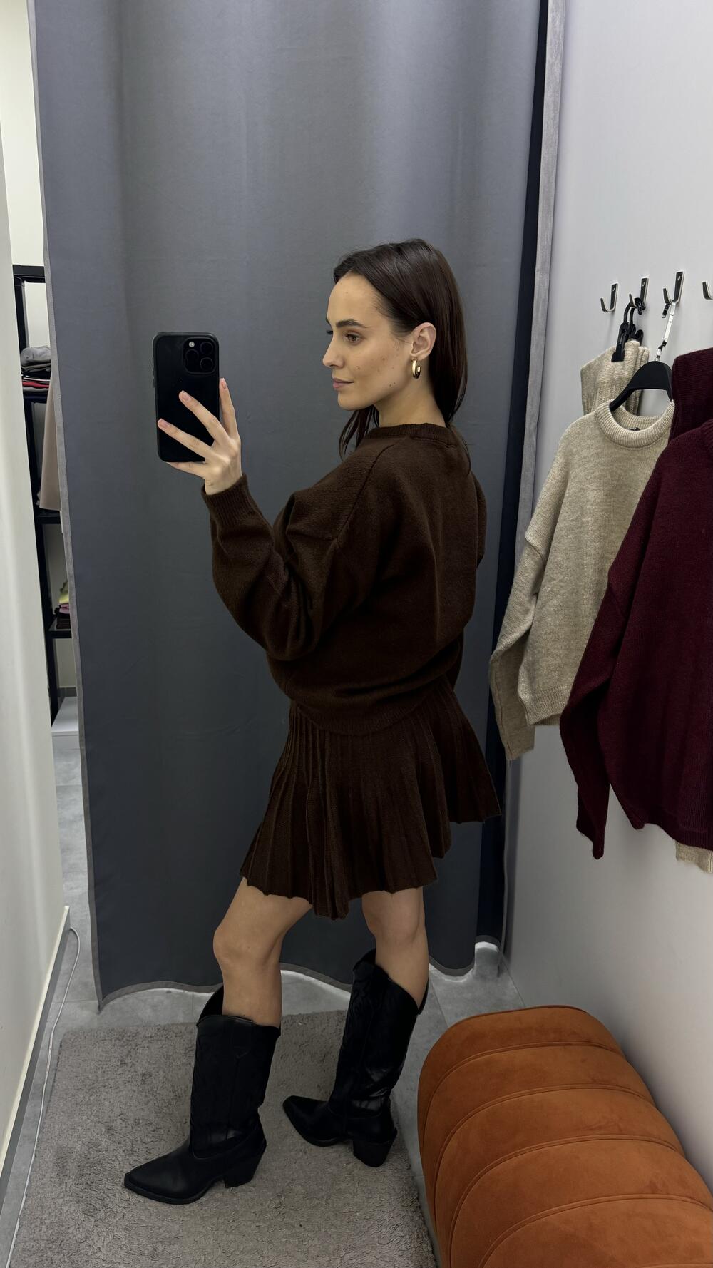 Костюм  8474 зі спіднцею MINI Бургунді, STD(Сандарт)