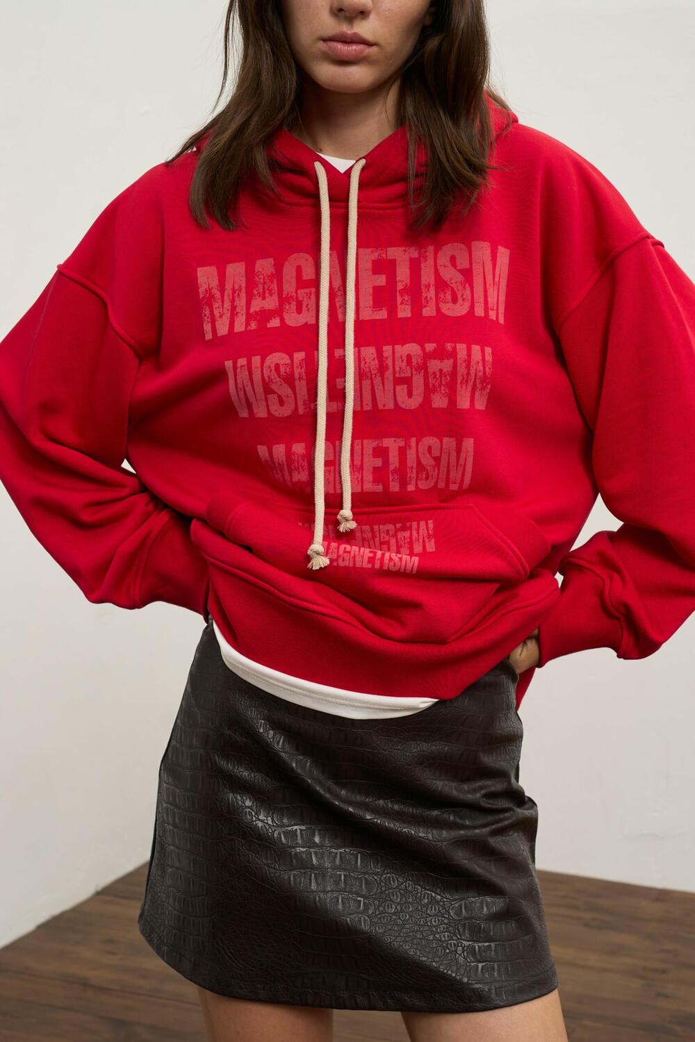 Худі вільного крою з лазерним напиленням Magnetism Червоний, XS/S