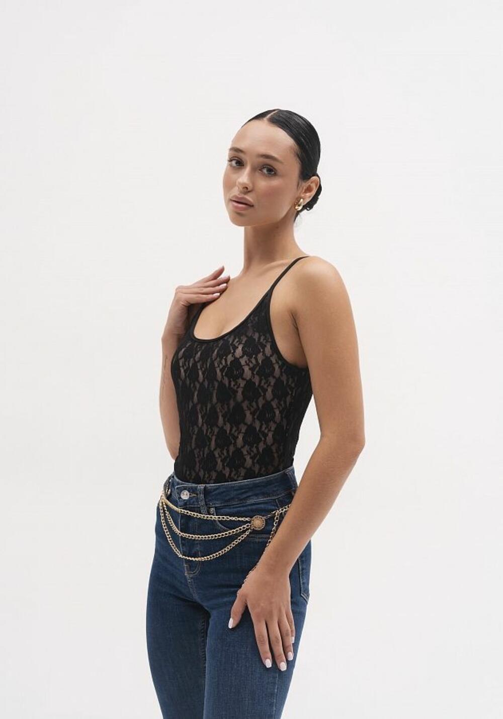 Майка МЕРЕЖИВО на брителях Чорний, S