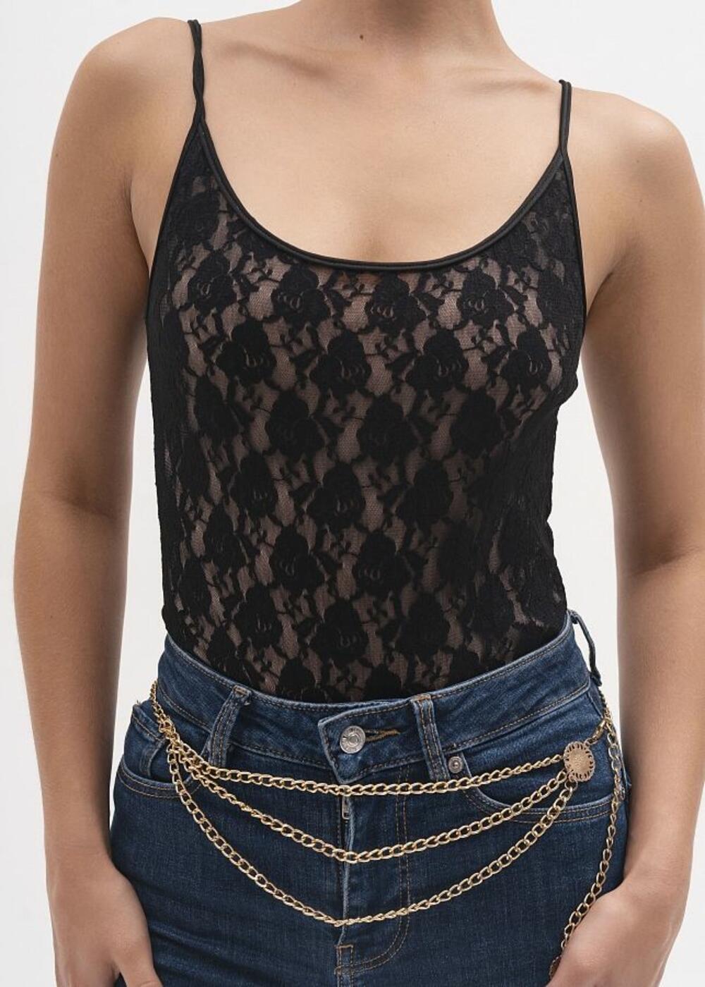 Майка МЕРЕЖИВО на брителях Чорний, M