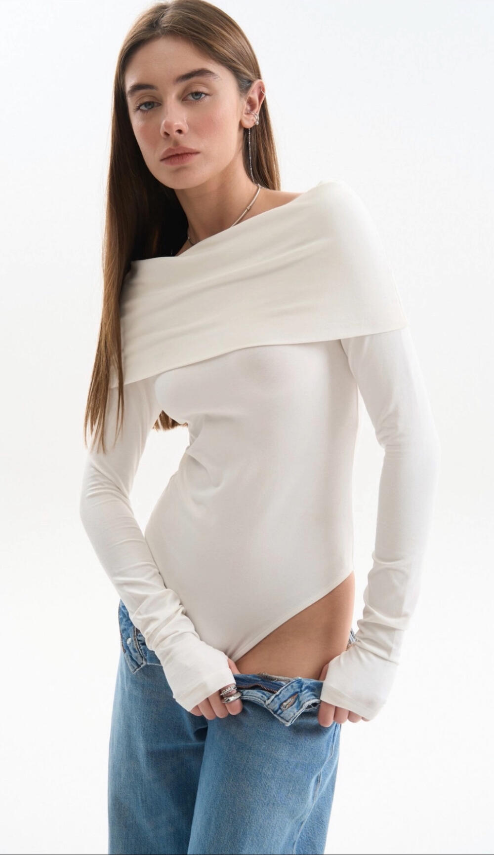 Боді  ELLA з відкритими плечима Молочний, L