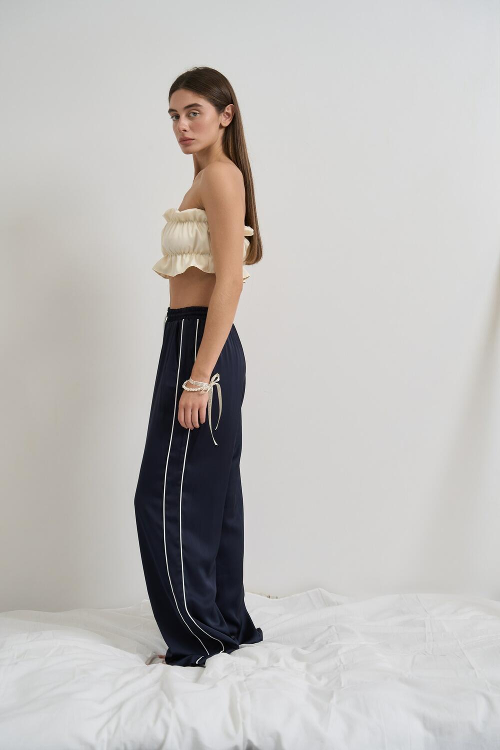 Брюки з натурального сатину FLASHBACK Синій, S