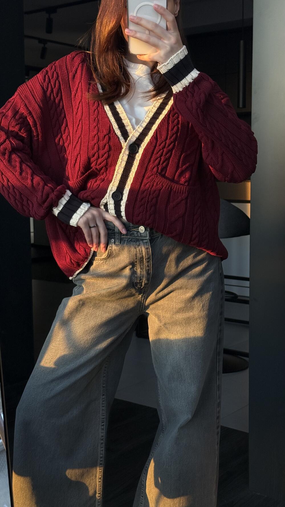 Кардиган 60950 Бургунді, STD(Сандарт)