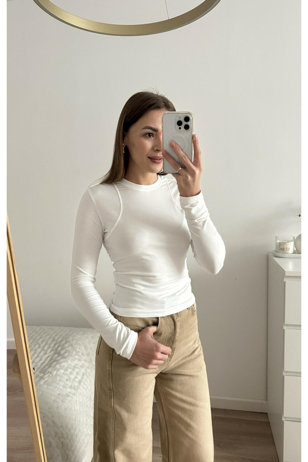 ЛОНГСЛІВ З ШВАМИ LS009 Молочний, XL