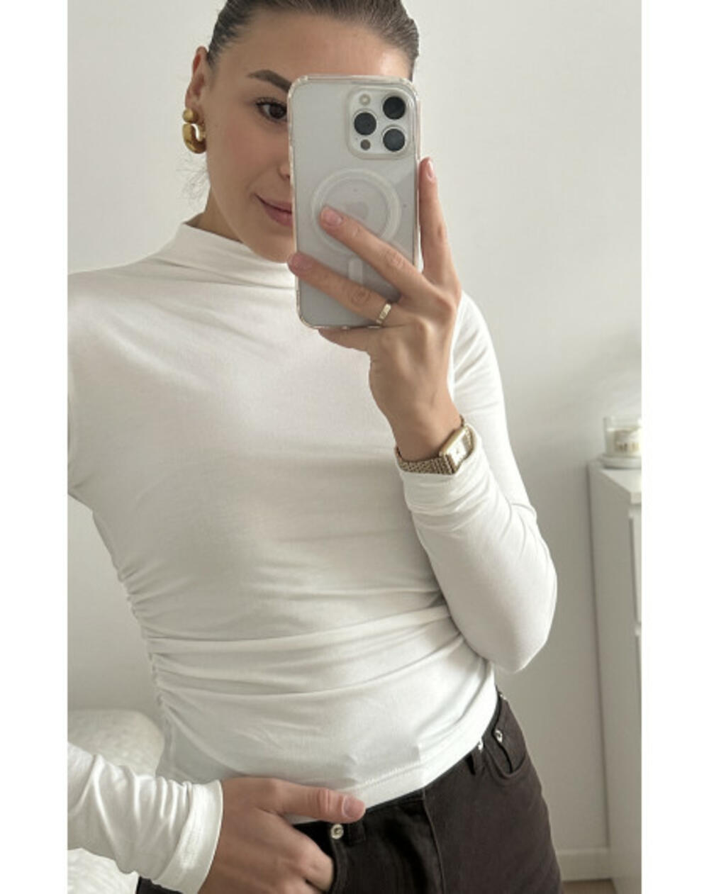 ЛОНГСЛІВ З ВИСОКОЮ ГОРЛОВИНОЮ LS015 Молочний, M