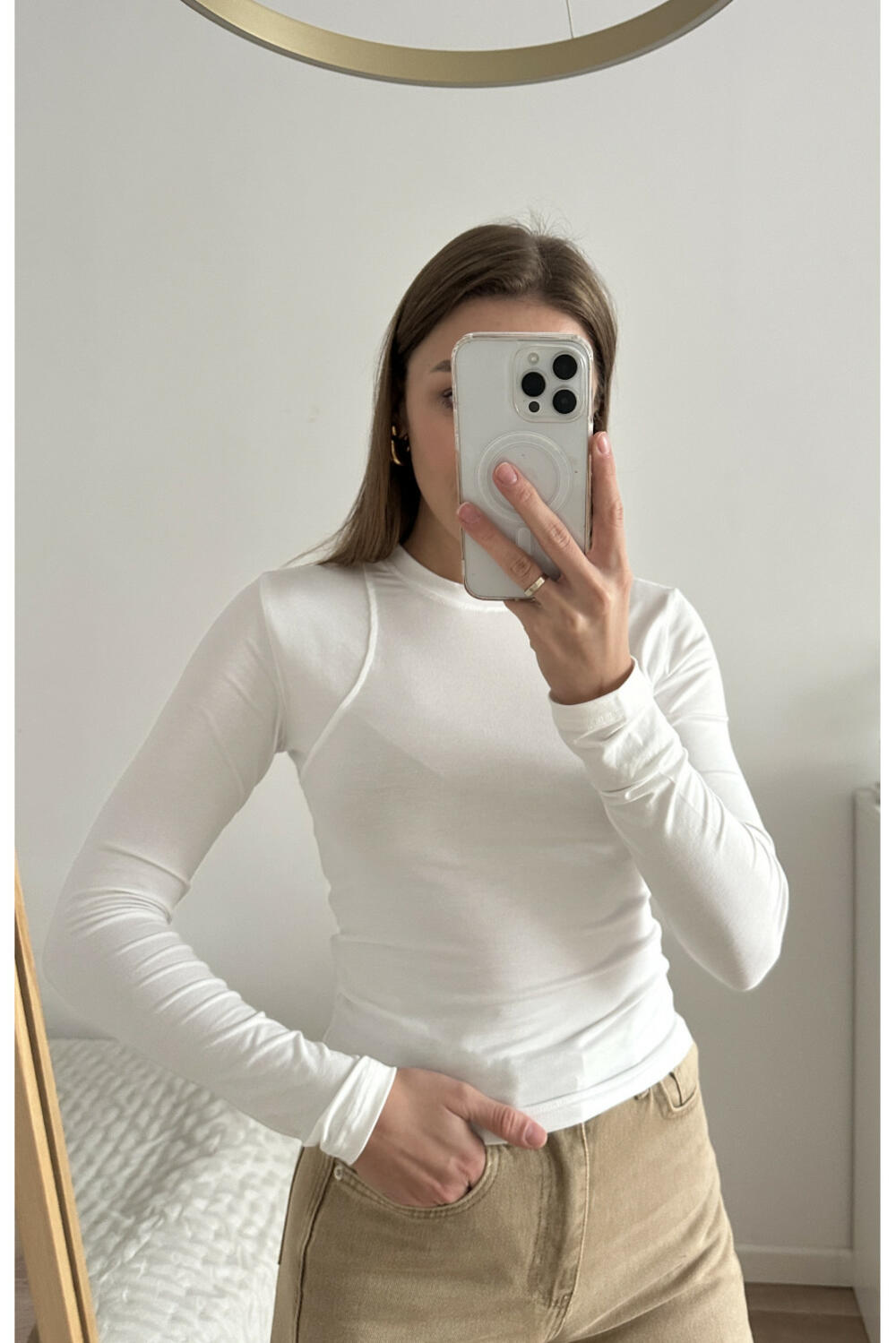 ЛОНГСЛІВ З ШВАМИ LS009 Молочний, XL