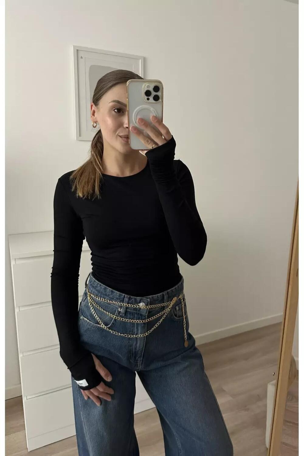 Лонгслів базовий подовжений Чорний, M