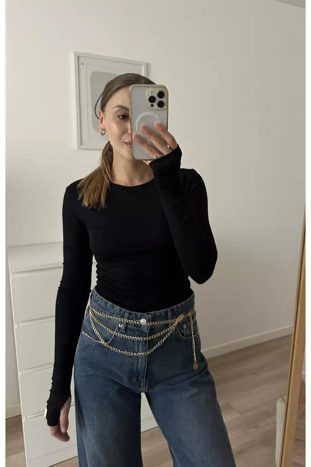 Лонгслів базовий подовжений Чорний, S