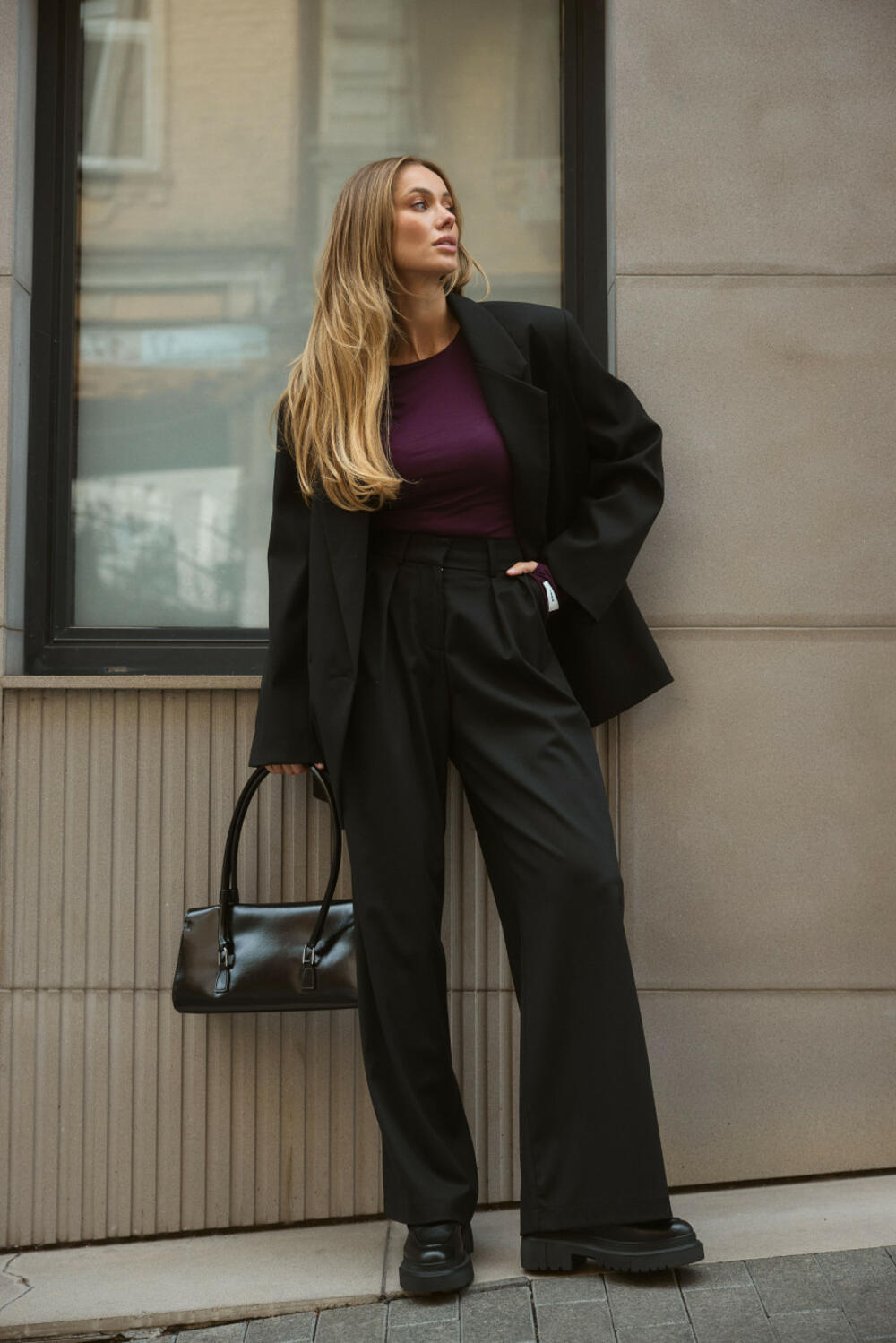 Лонгслів базовий подовжений Бургунді, S