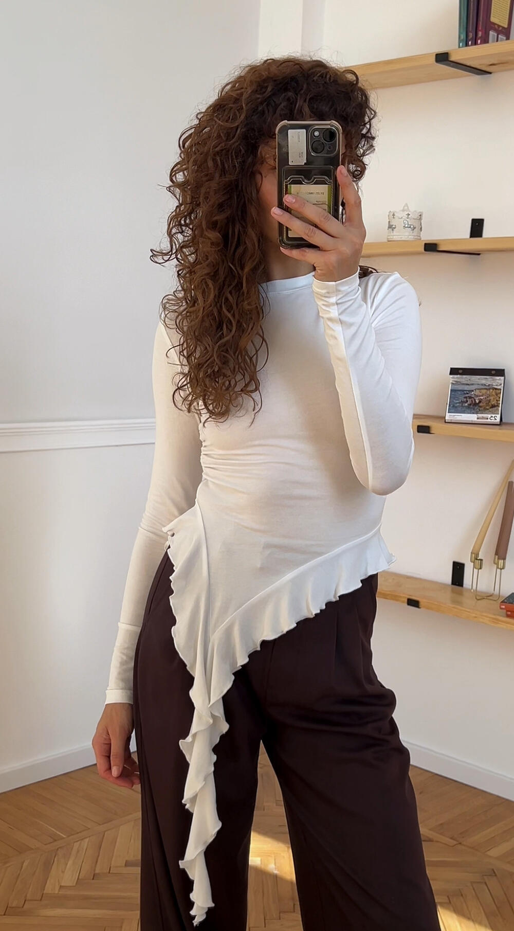 Лонгслів з рюшами МІА Молочний, XS/S