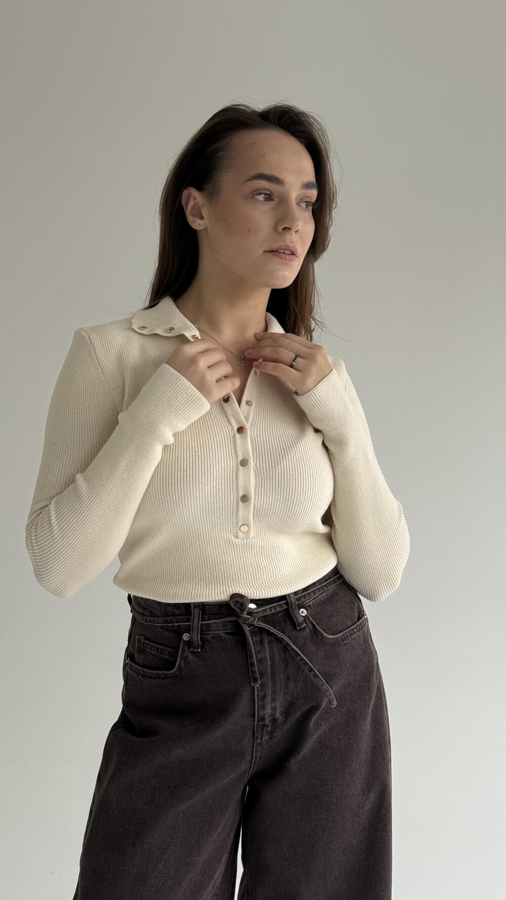 Светр приталений 10686 Бежевий, STD(Сандарт)