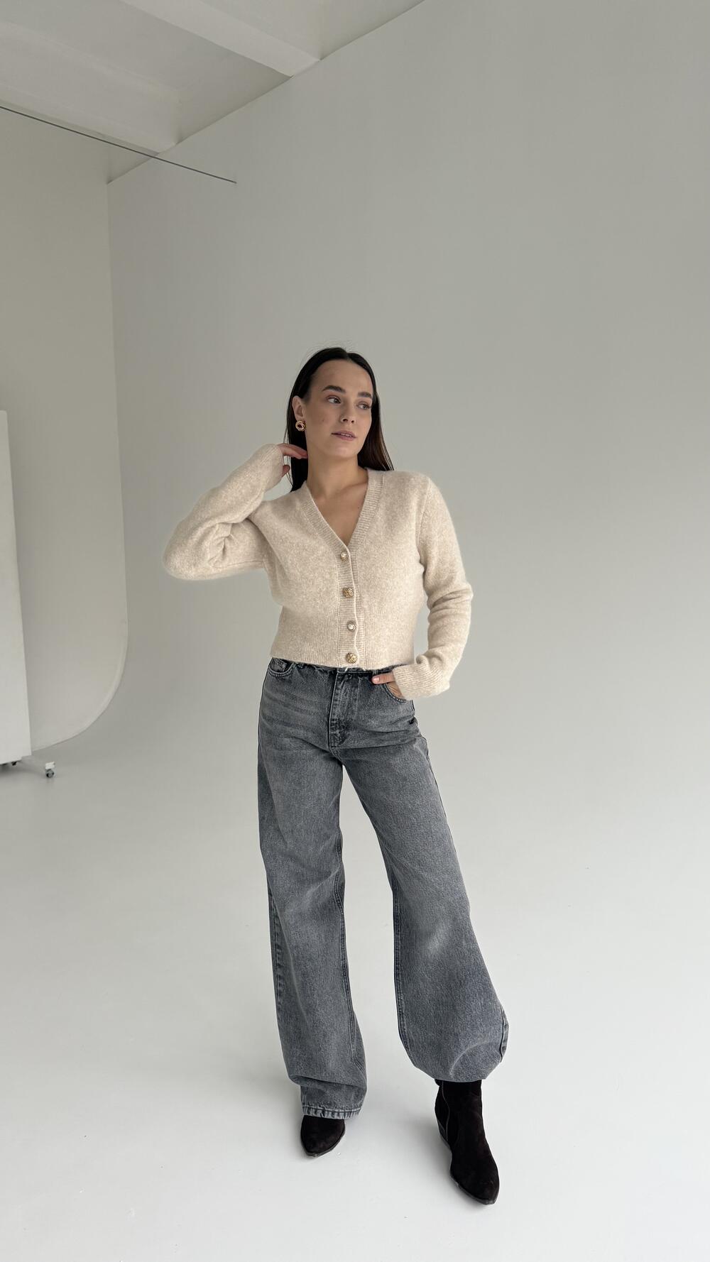 Кардиган 60273 ( укорочений) Бежевий, STD(Сандарт)