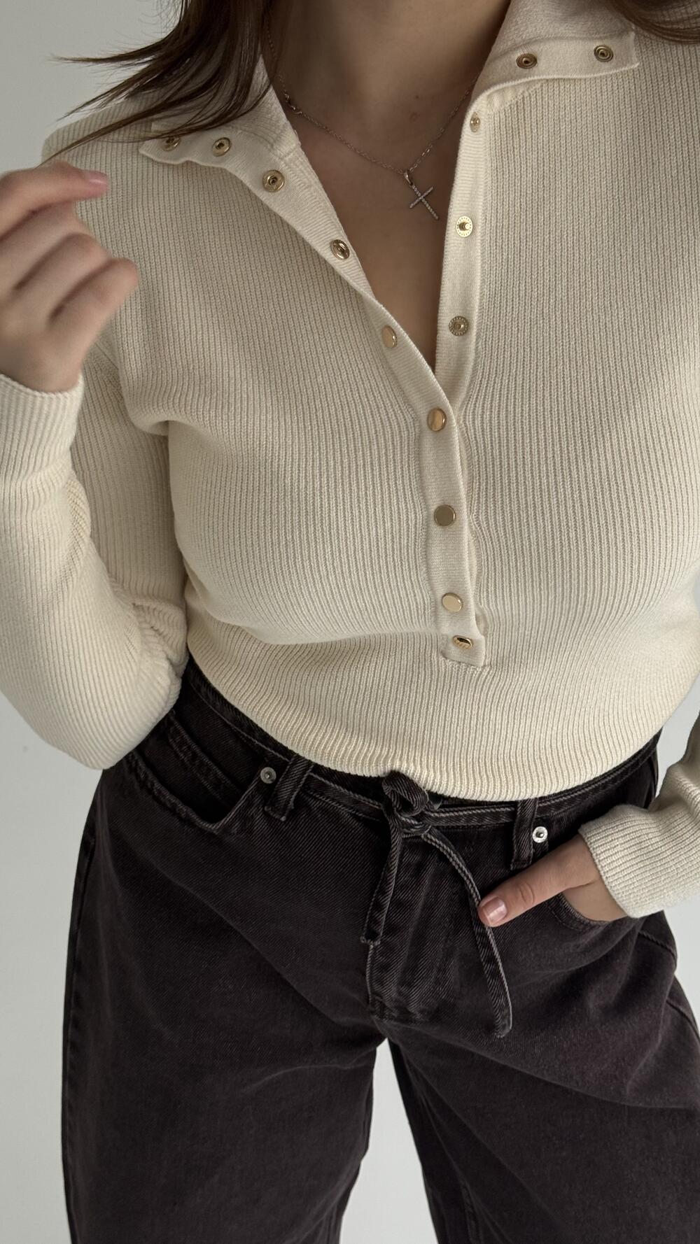 Светр приталений 10686 Бежевий, STD(Сандарт)