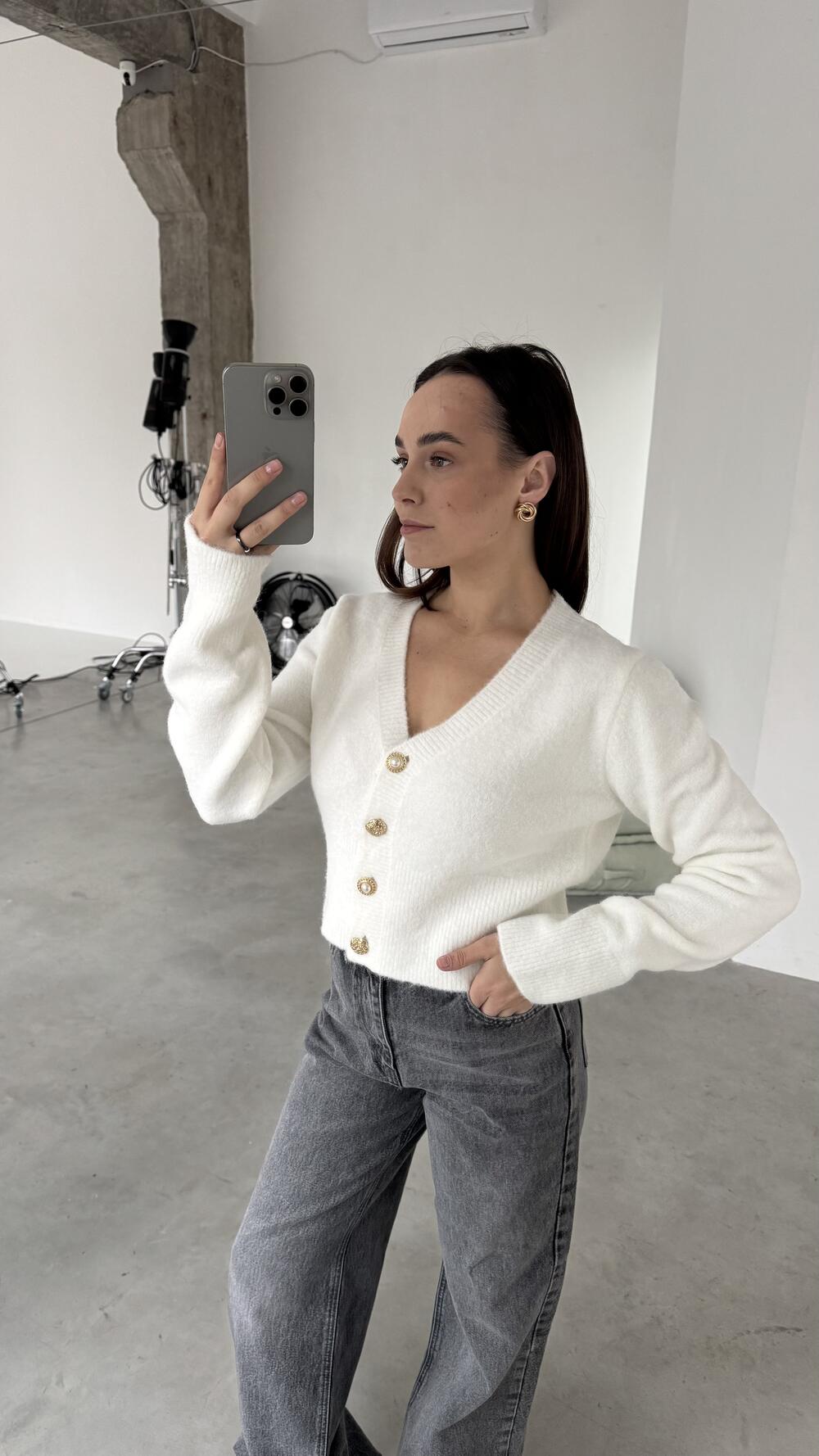 Кардиган 60273 ( укорочений) Білий, STD(Сандарт)