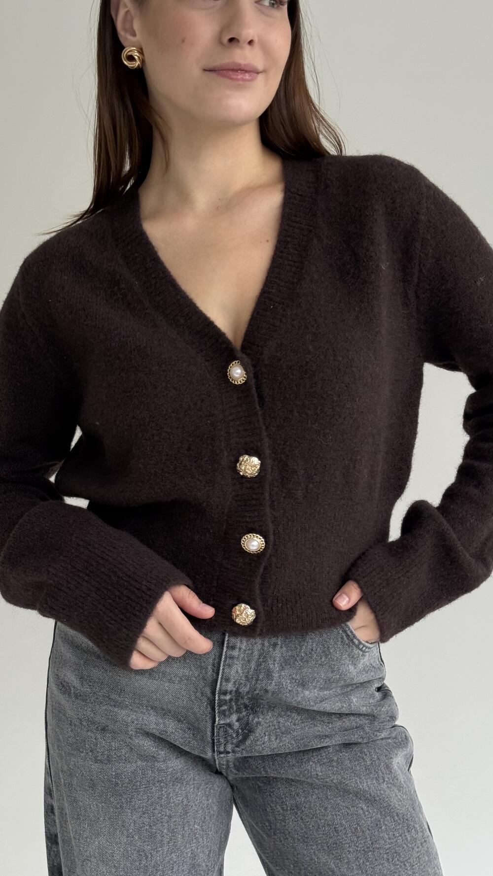 Кардиган 60273 ( укорочений) Шоколадний, STD(Сандарт)