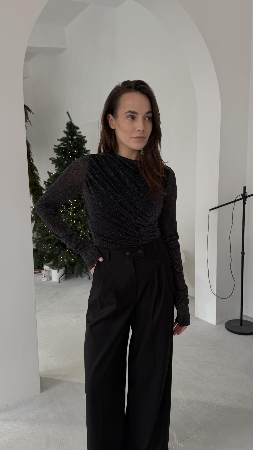 Боді з люрексом LD3877 Чорний, STD(Сандарт)