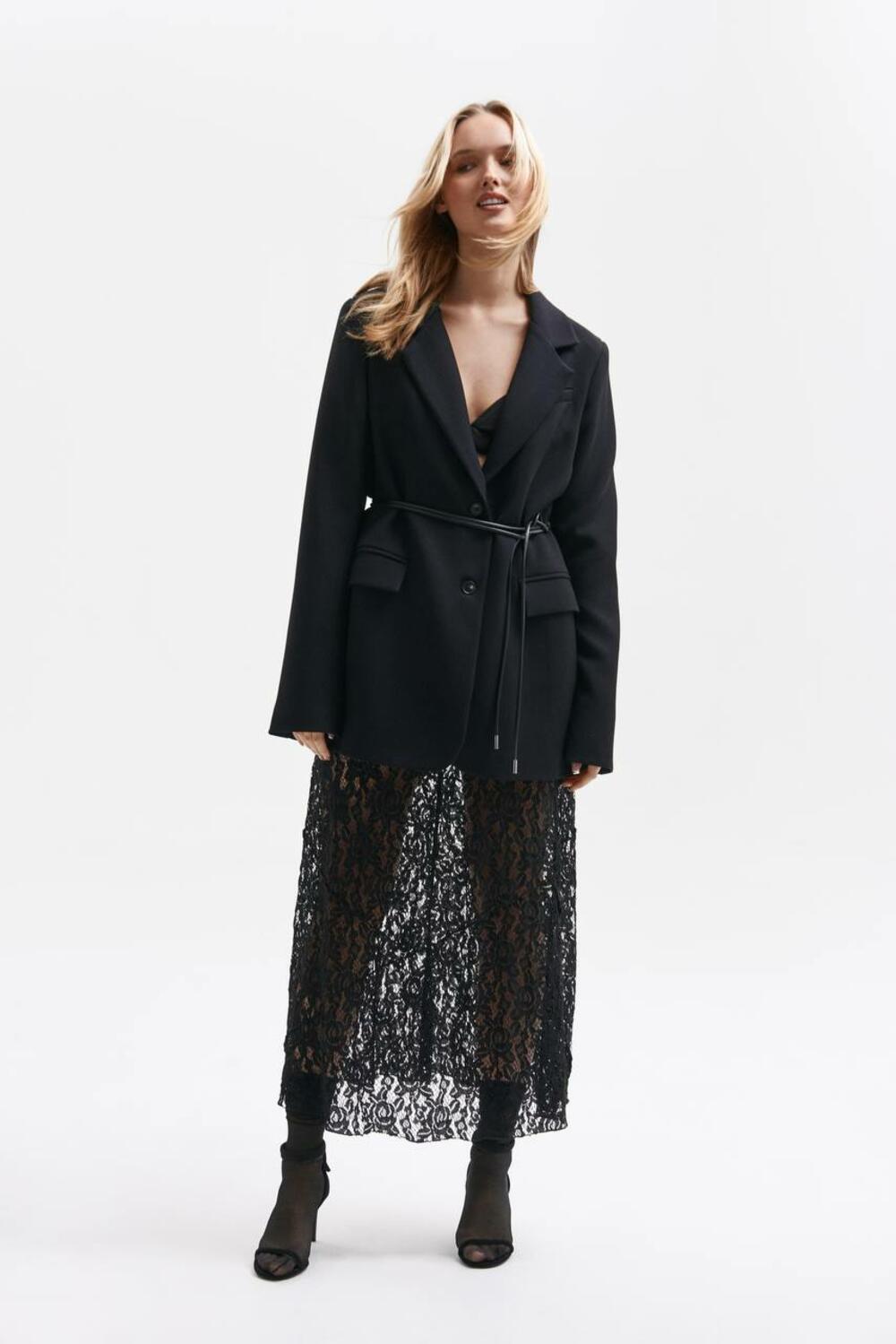 Спідниця МЕРЕЖИВО( крій трапеція) Чорний, ХS