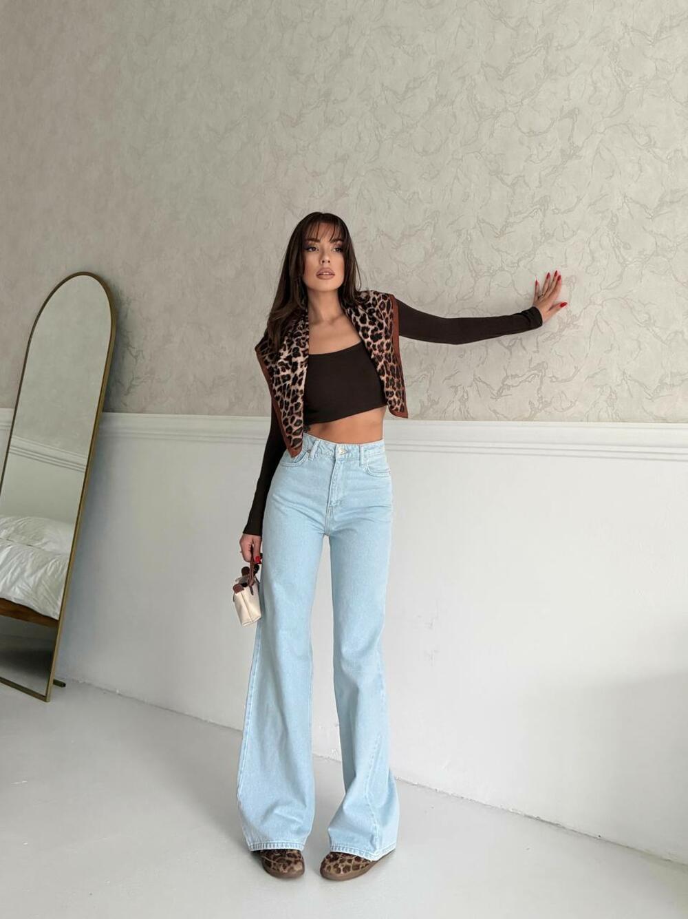 Джинси 1025/1559 / висока посадка  WIDE LEG Блакитний DENIM, 34