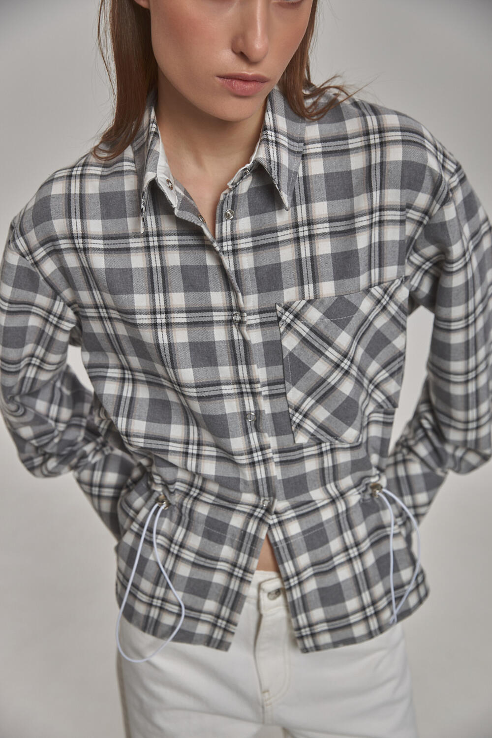 Сорочка Енбер сіро-молочний, S