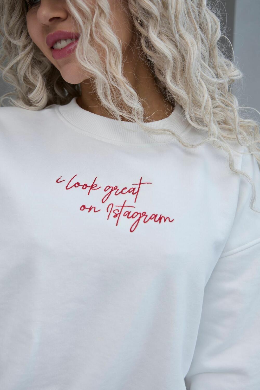 Світшот BEVERLY "I look great on Instagram" Білий, one size