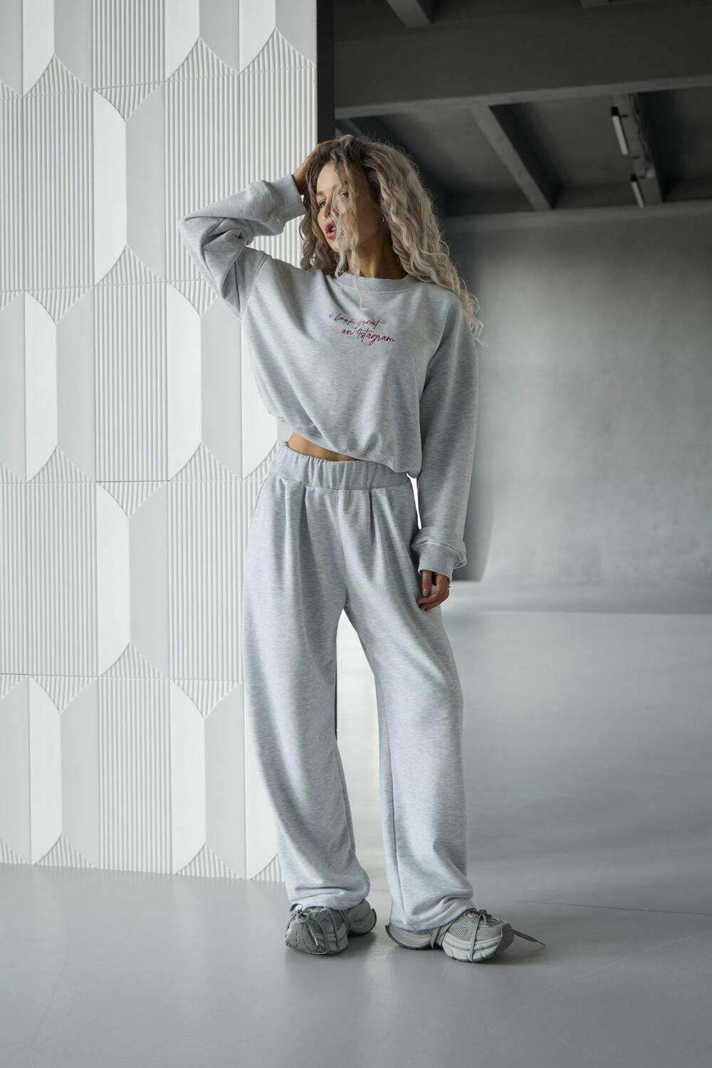 Світшот BEVERLY "I look great on Instagram" Сірий меланж, one size