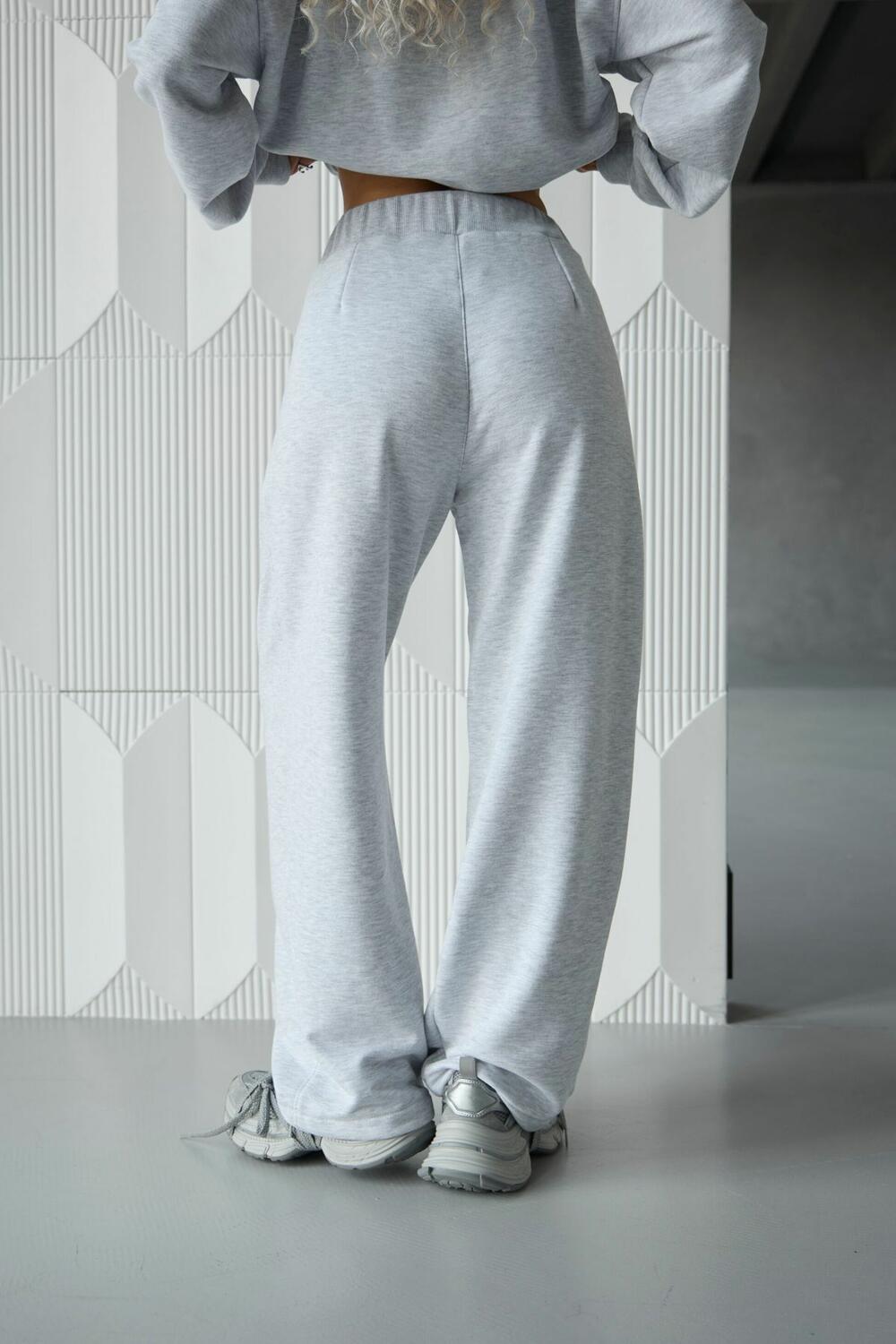 Штани прямого крою BEVERLY Сірий меланж, S