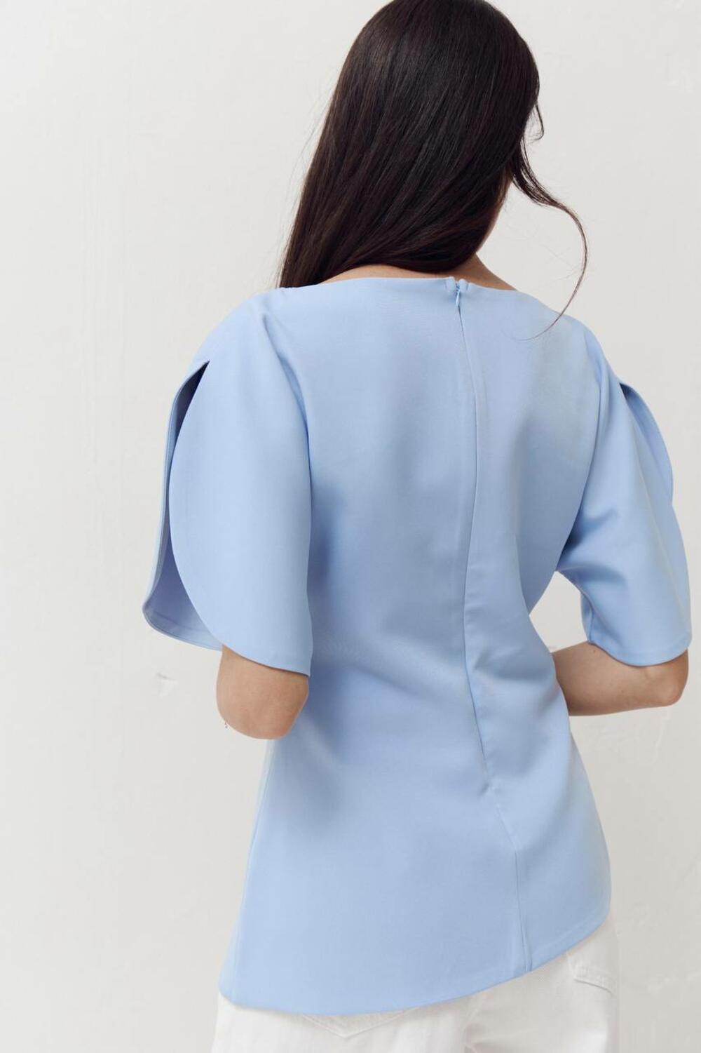 Топ з об'ємними рукавами та розрізами Top Elan 413 Блакитний, L