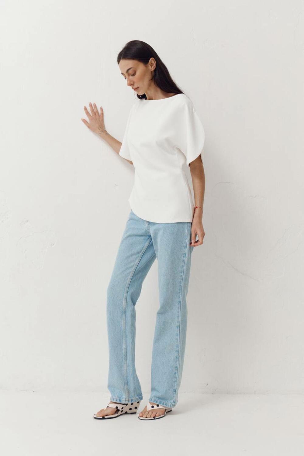 Топ з об'ємними рукавами та розрізами Top Elan 413 Білий, S